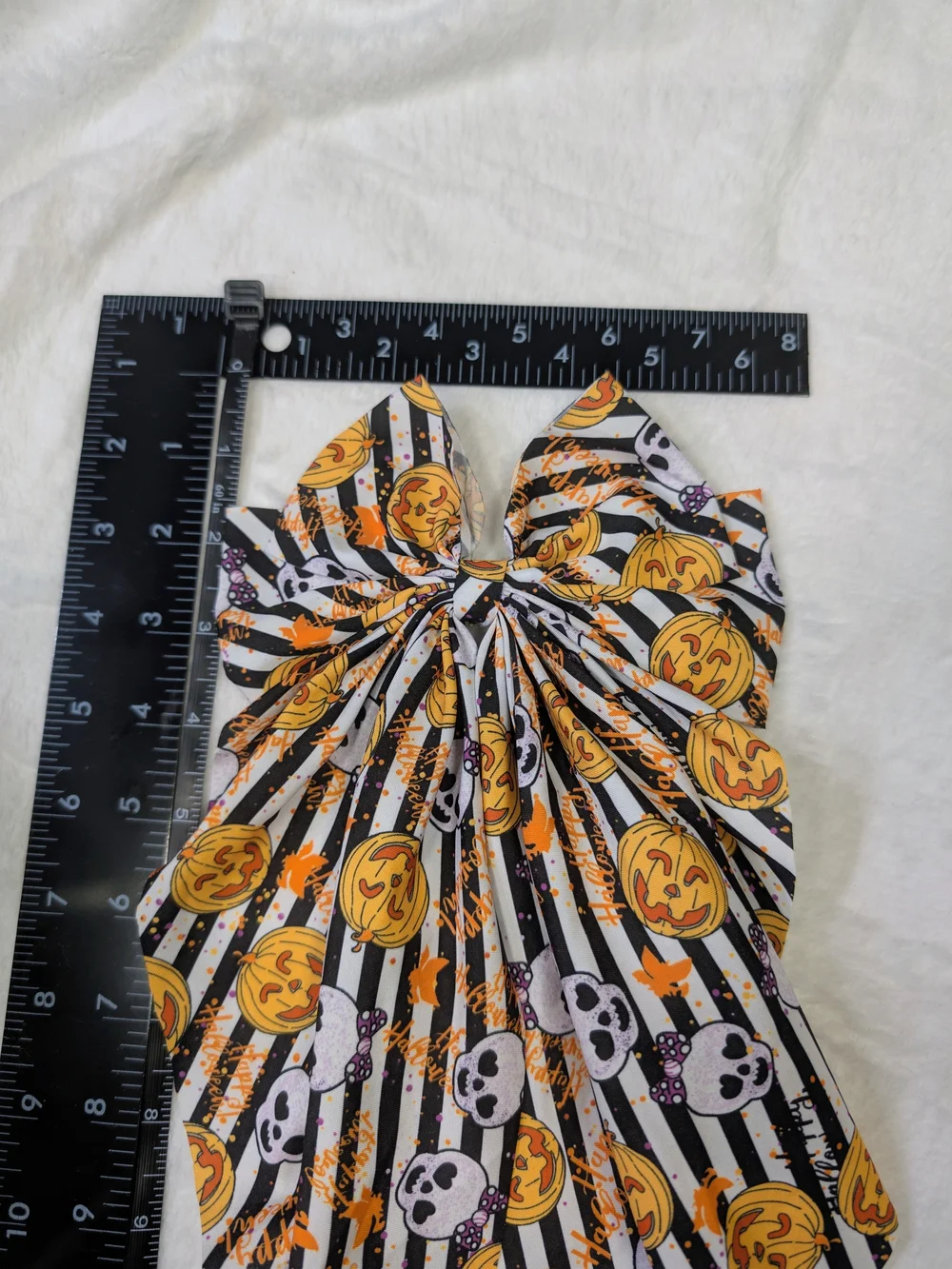 Halloween Pumpkin & Skull Long tailed Hairbow